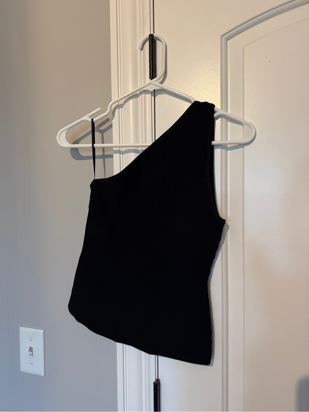 Aritzia One-Shoulder Black Ribbed Women's Dress Top